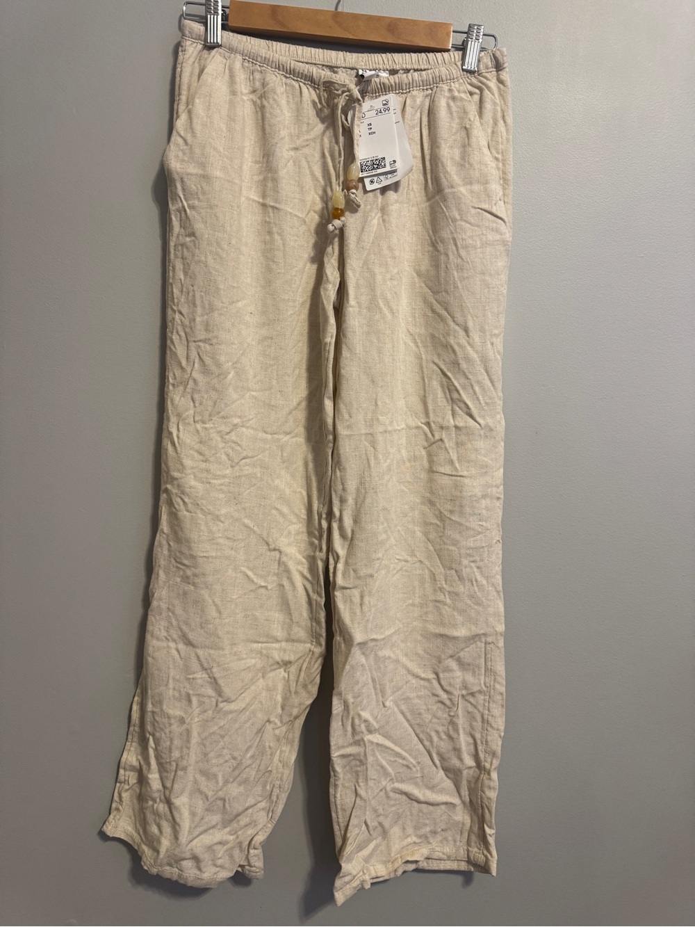Divided Men's Drawstring Linen Chinos - Cream